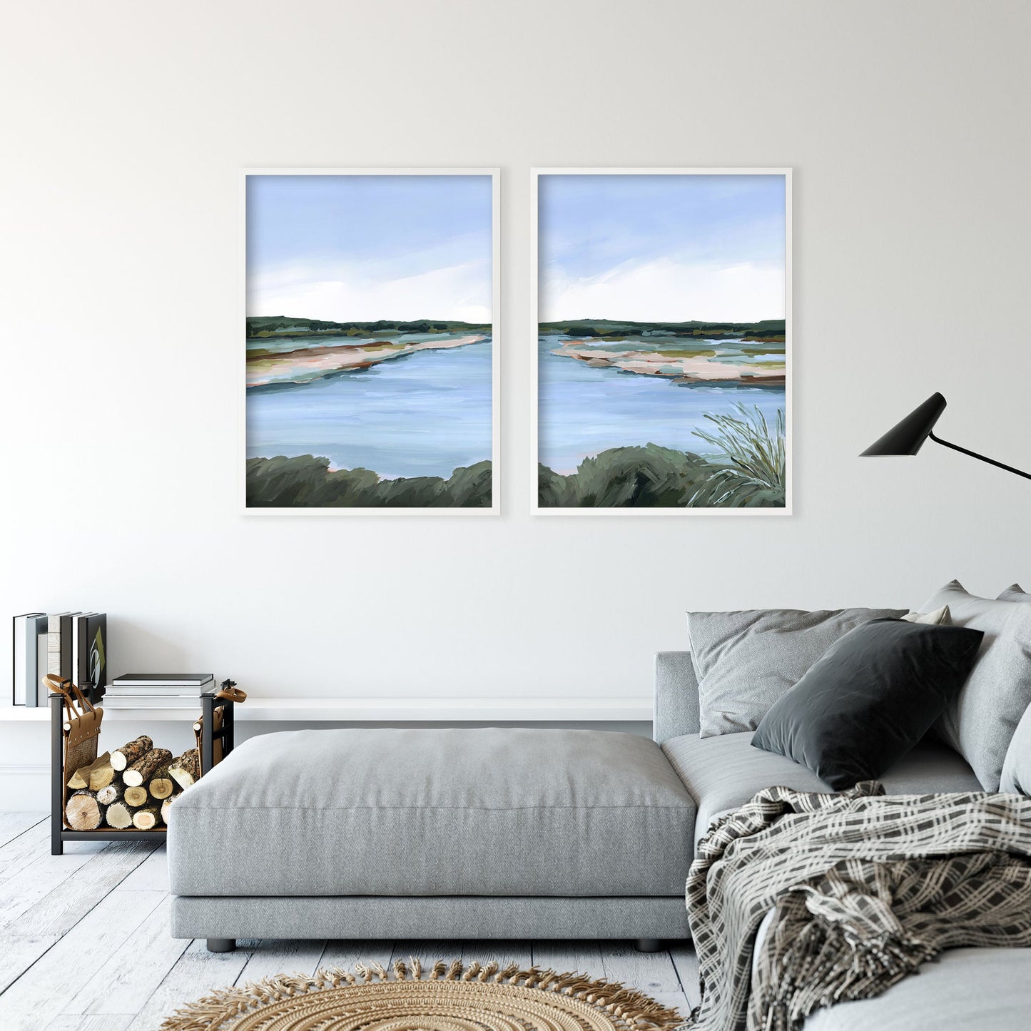 ’Lakeside Dream’ Diptych Art Print || Set of 2 - abstract - Artwork - Lake