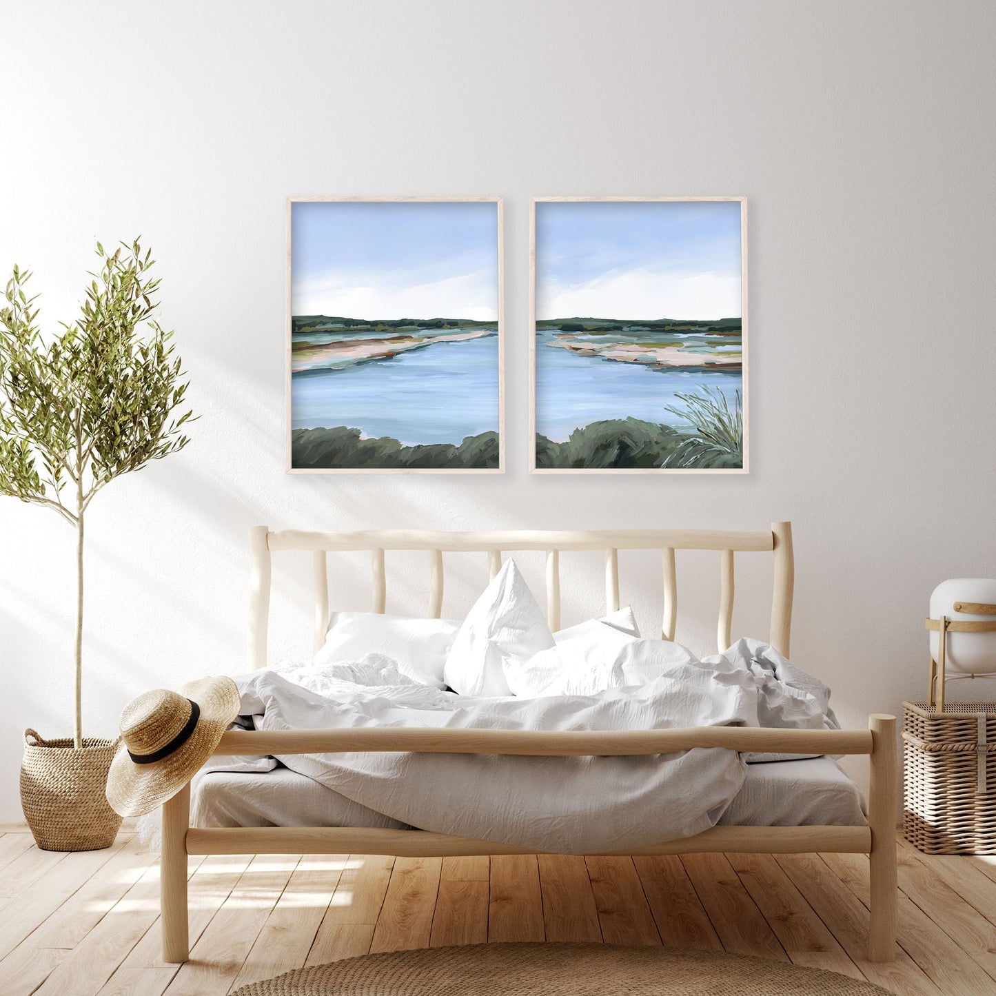 ’Lakeside Dream’ Diptych Art Print || Set of 2 - abstract - Artwork - Lake