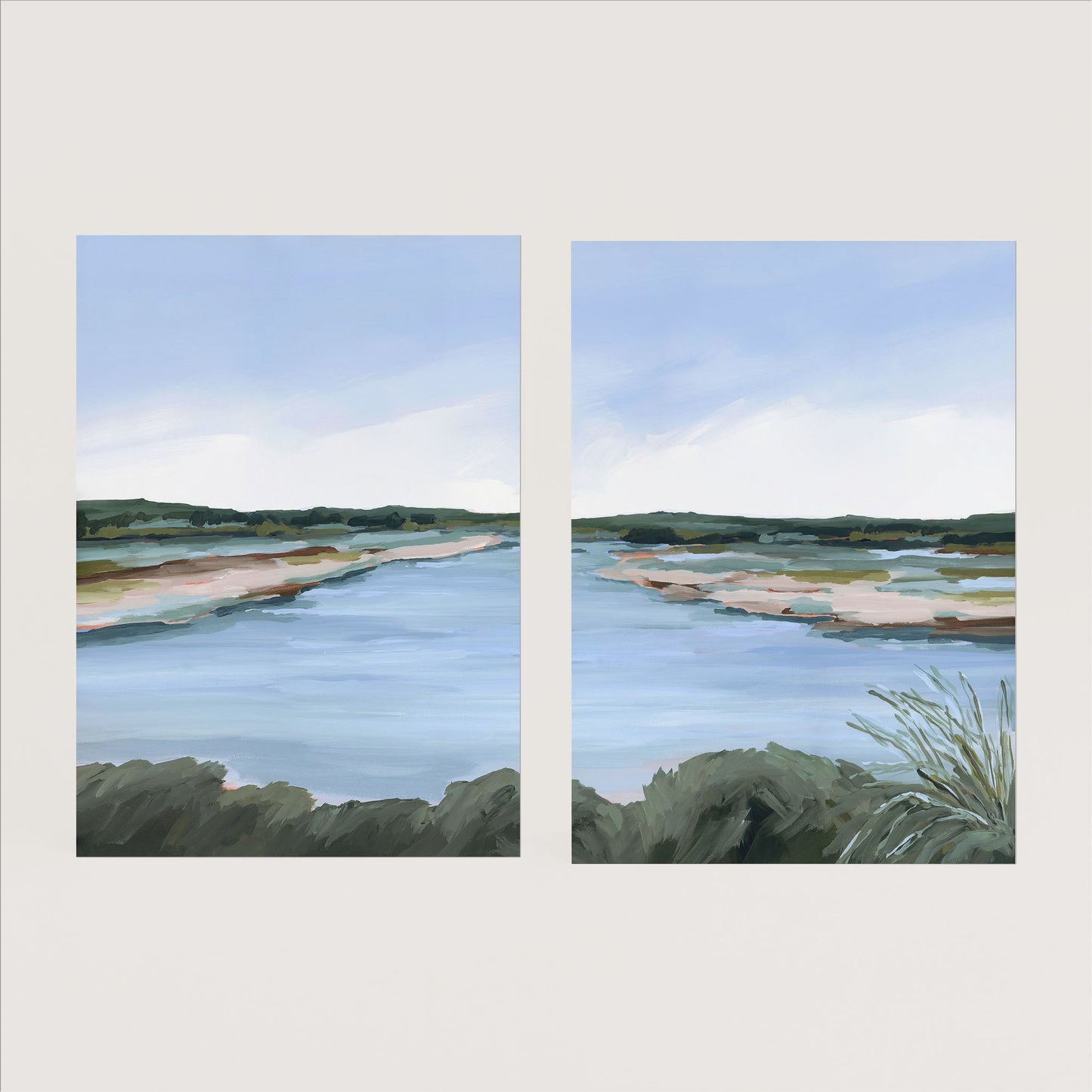 ’Lakeside Dream’ Diptych Art Print || Set of 2 - Paper / 5x7 in / No Frame - abstract - Artwork - Lake