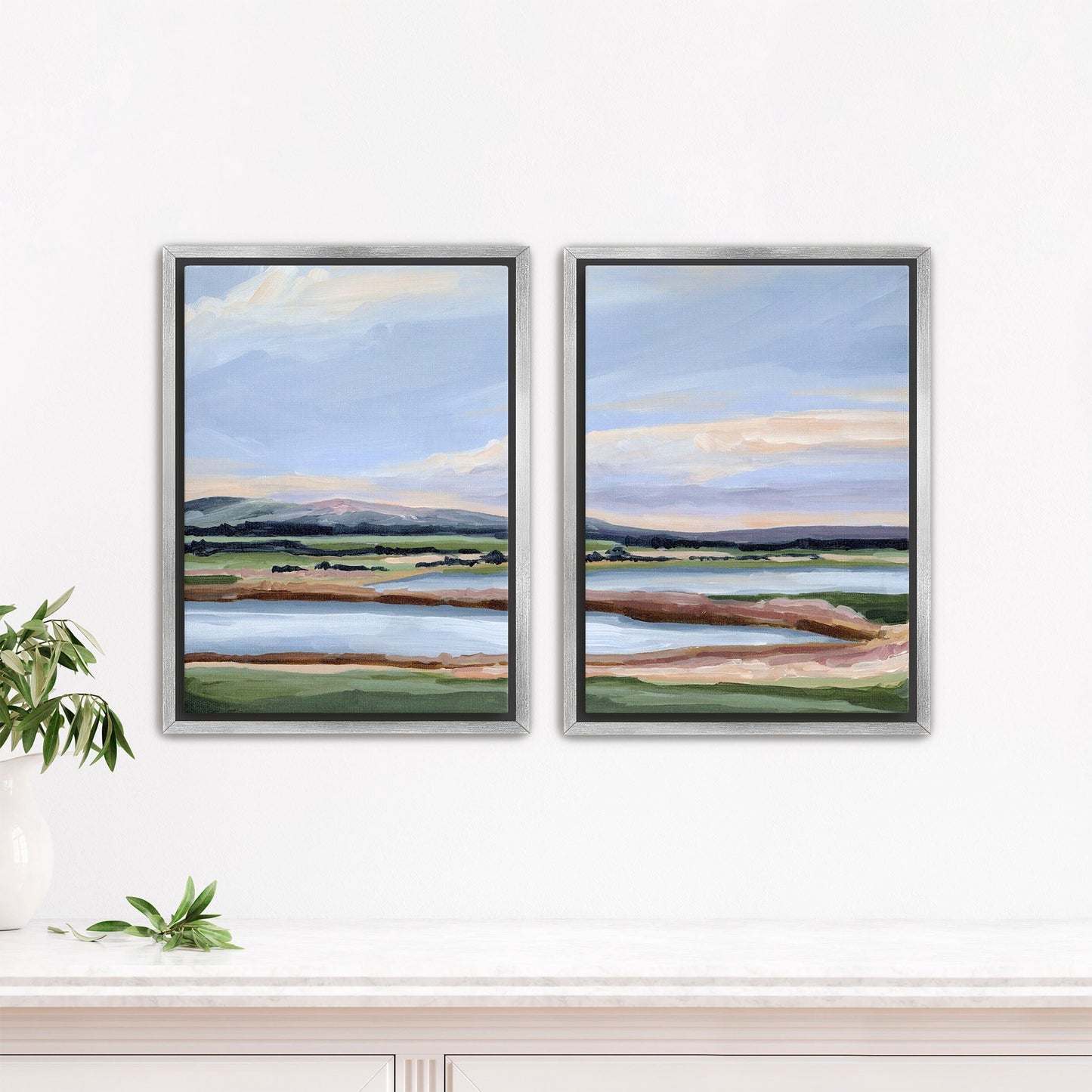 ’Lakewood’ Diptych Art Print || Set of 2 - Stretched Canvas / 8x10 in / Silver Frame - abstract - Artwork - Colorado