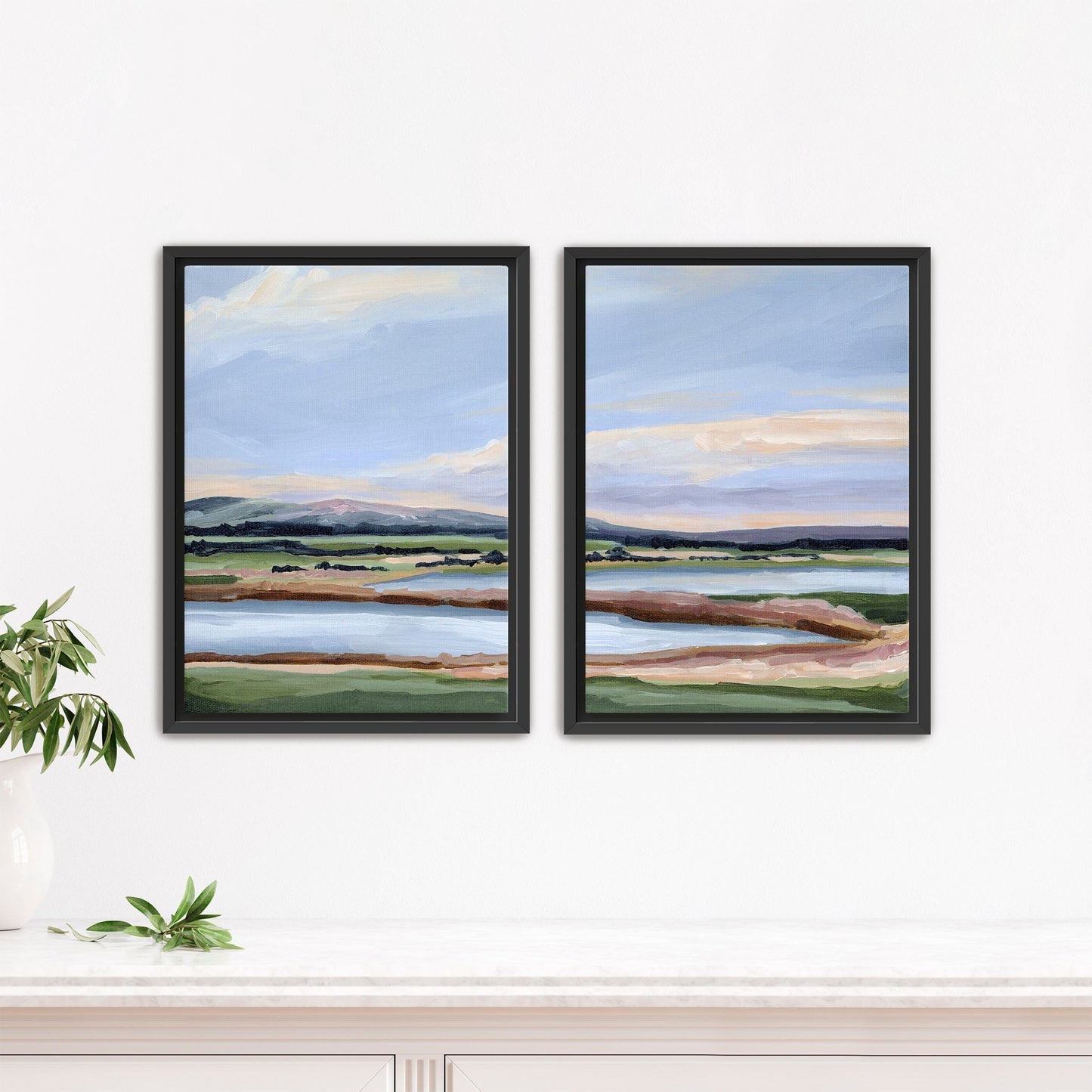 ’Lakewood’ Diptych Art Print || Set of 2 - Stretched Canvas / 8x10 in / Black Frame - abstract - Artwork - Colorado