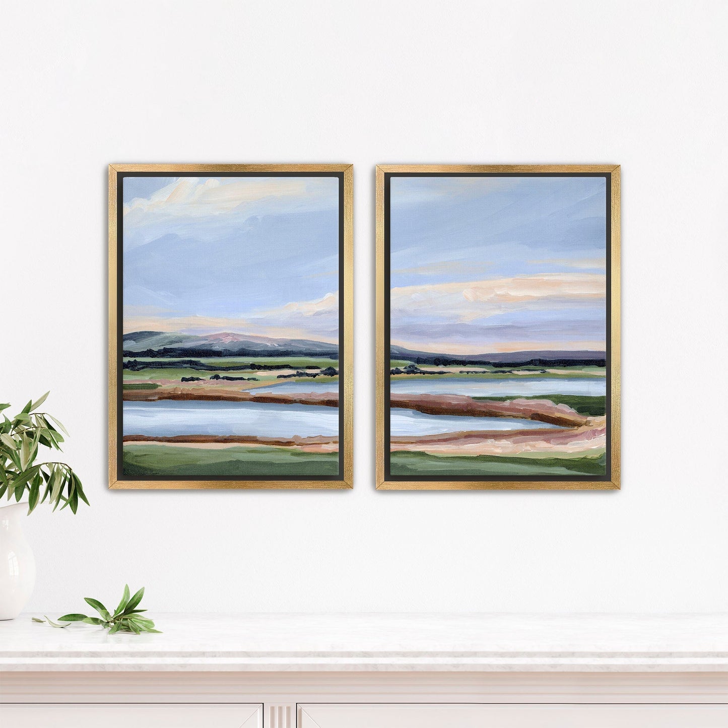 ’Lakewood’ Diptych Art Print || Set of 2 - Stretched Canvas / 8x10 in / Gold Frame - abstract - Artwork - Colorado