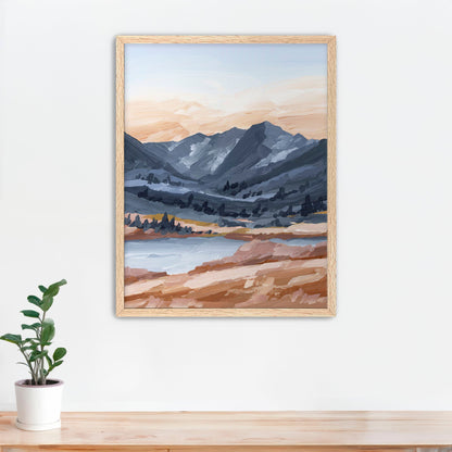 ’Last Light’ Art Print - Paper / 5x7 in / Oak Frame - Maroon Bells Aspen Wall - Artwork - Colorado - Fourteener