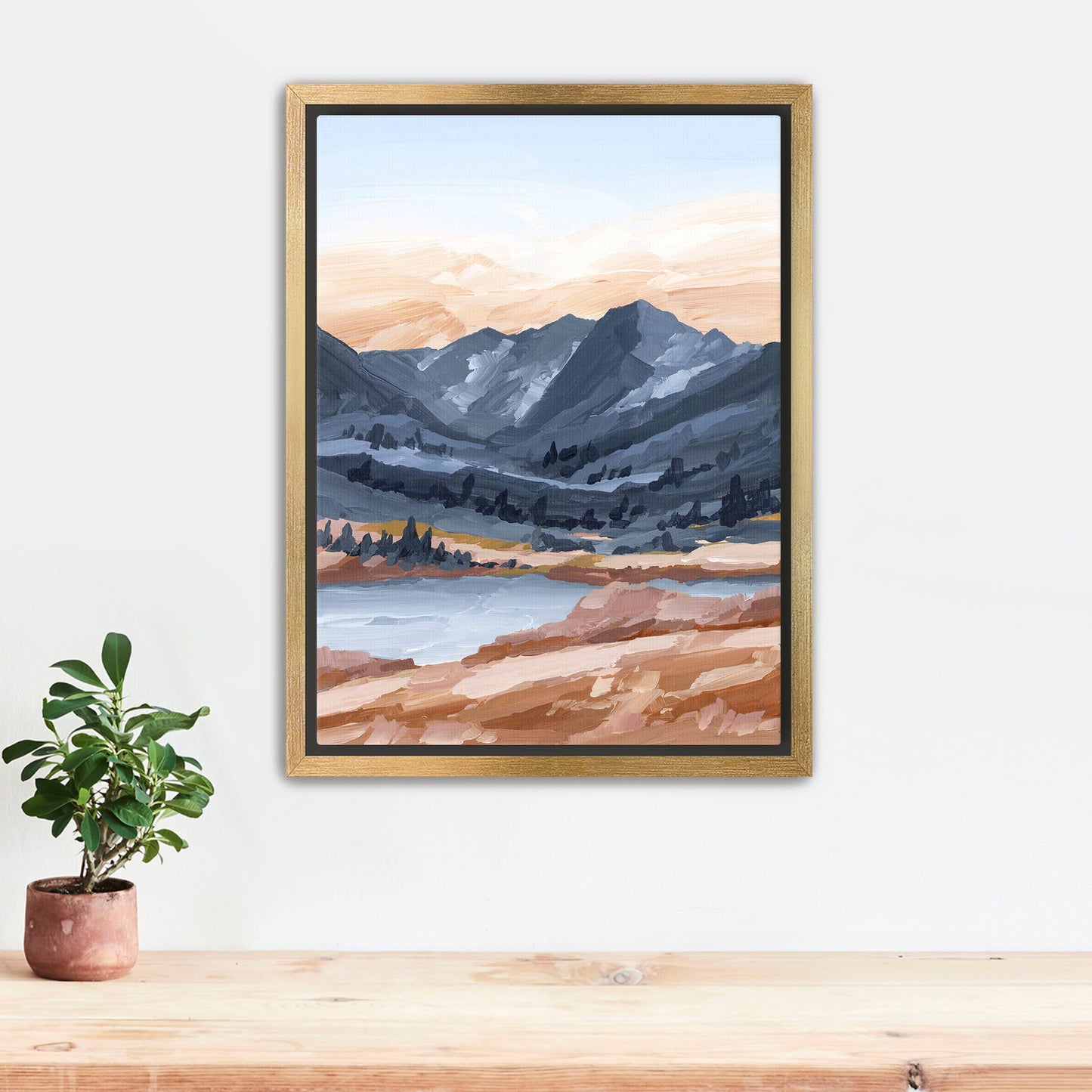 ’Last Light’ Art Print Stretched Canvas / 8x10 in / Gold Frame Maroon Bells Aspen Wall Artwork Colorado Fourteener