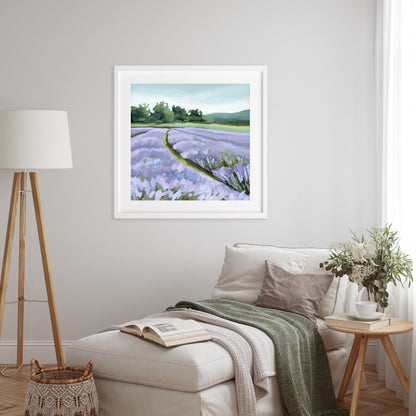 ’Lavender Foothills’ Art Print - Lavender Field Wall - Artwork - Landscape - Mountain