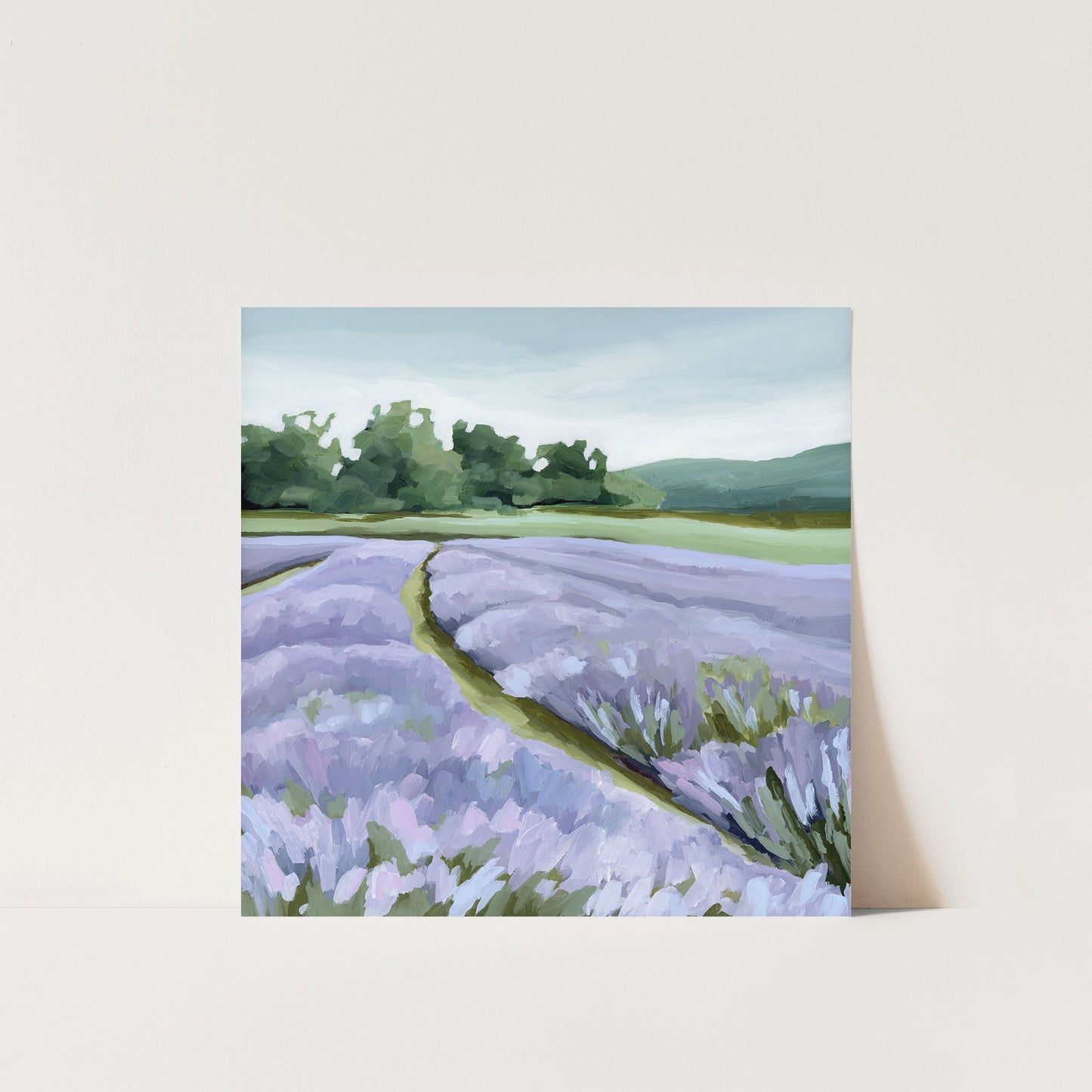 ’Lavender Foothills’ Art Print - Paper / 10x10 in / No Frame - Lavender Field Wall - Artwork - Landscape - Mountain