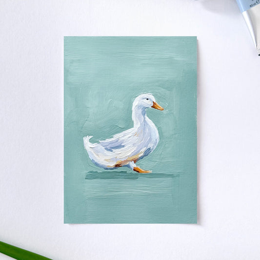 ’Little Wanderer’ Original Painting || 5x7 - Duck Animal - abstract - Acrylic - animals - Artwork - bird