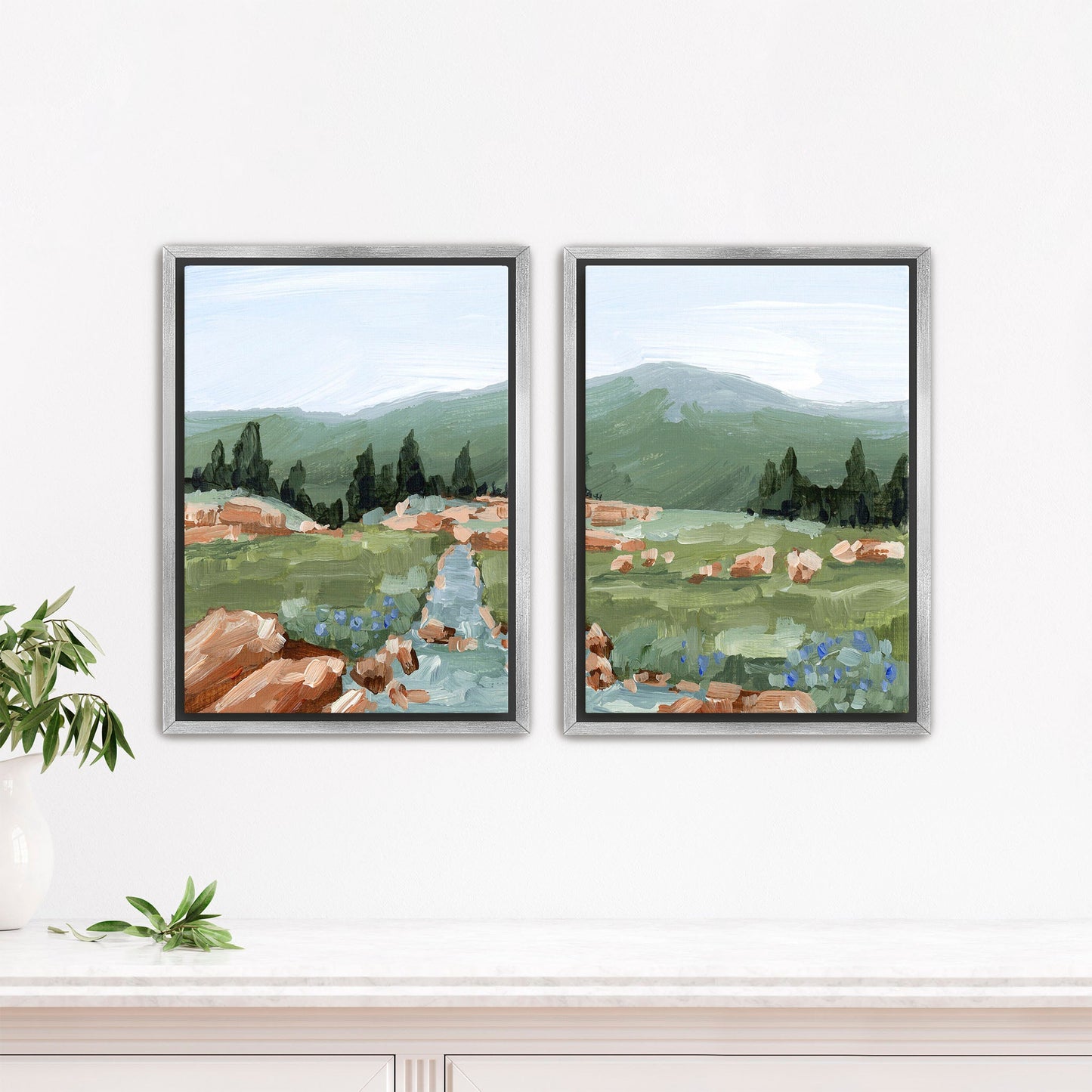 ’Look Up’ Diptych Art Print || Set of 2 - Stretched Canvas / 8x10 in / Silver Frame - abstract - Artwork - Colorado