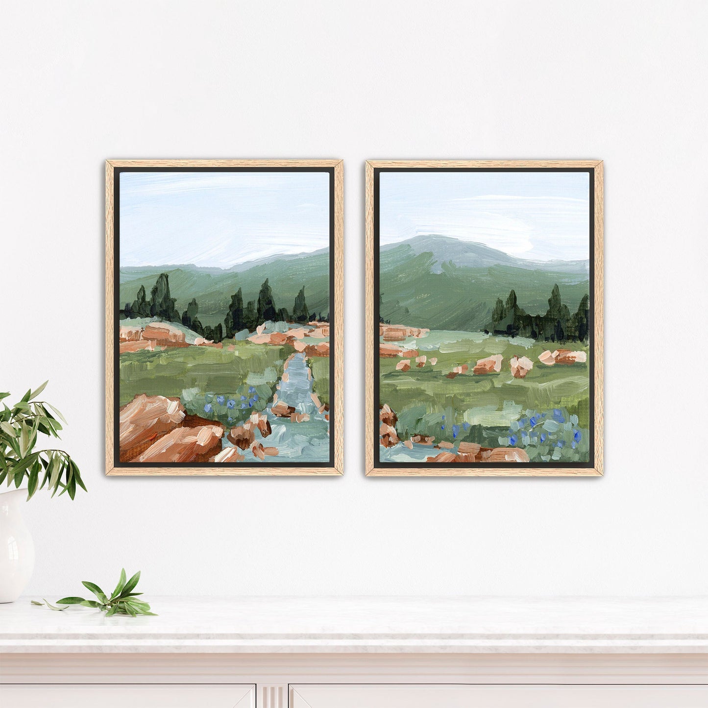 ’Look Up’ Diptych Art Print || Set of 2 - Stretched Canvas / 8x10 in / Oak Frame - abstract - Artwork - Colorado