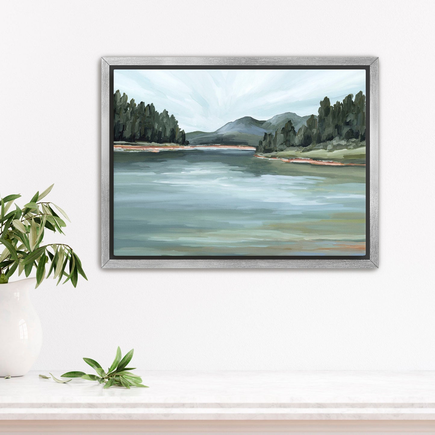 ’Looking for Treasures’ Art Print - Stretched Canvas / 8x10 in / Silver Frame - Mountain Lake Wall - Colorado