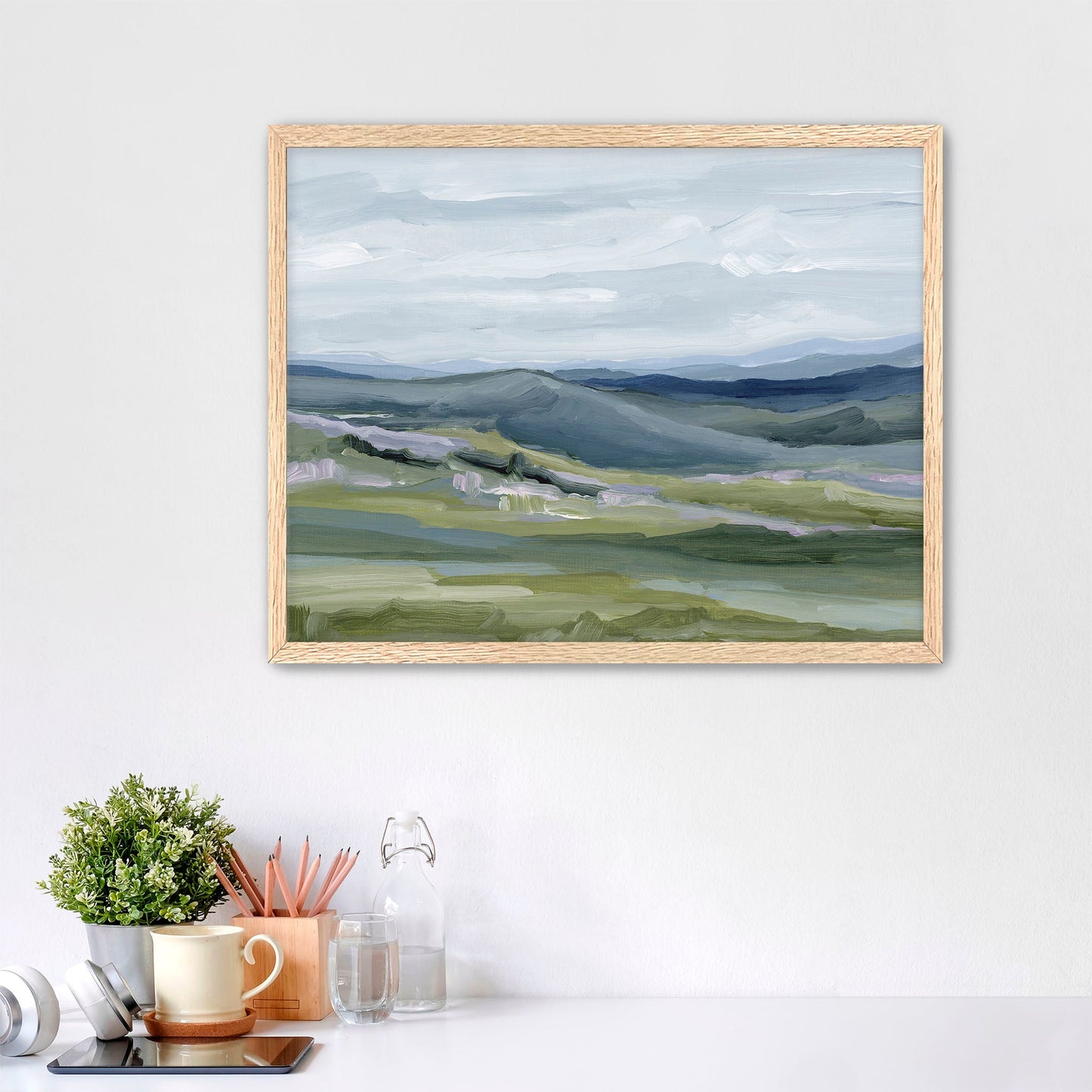 ’Maggie Valley I’ Art Print - Paper / 5x7 in / Oak Frame - Great Smoky Mountain Wall - Artwork - blue ridge - Blue