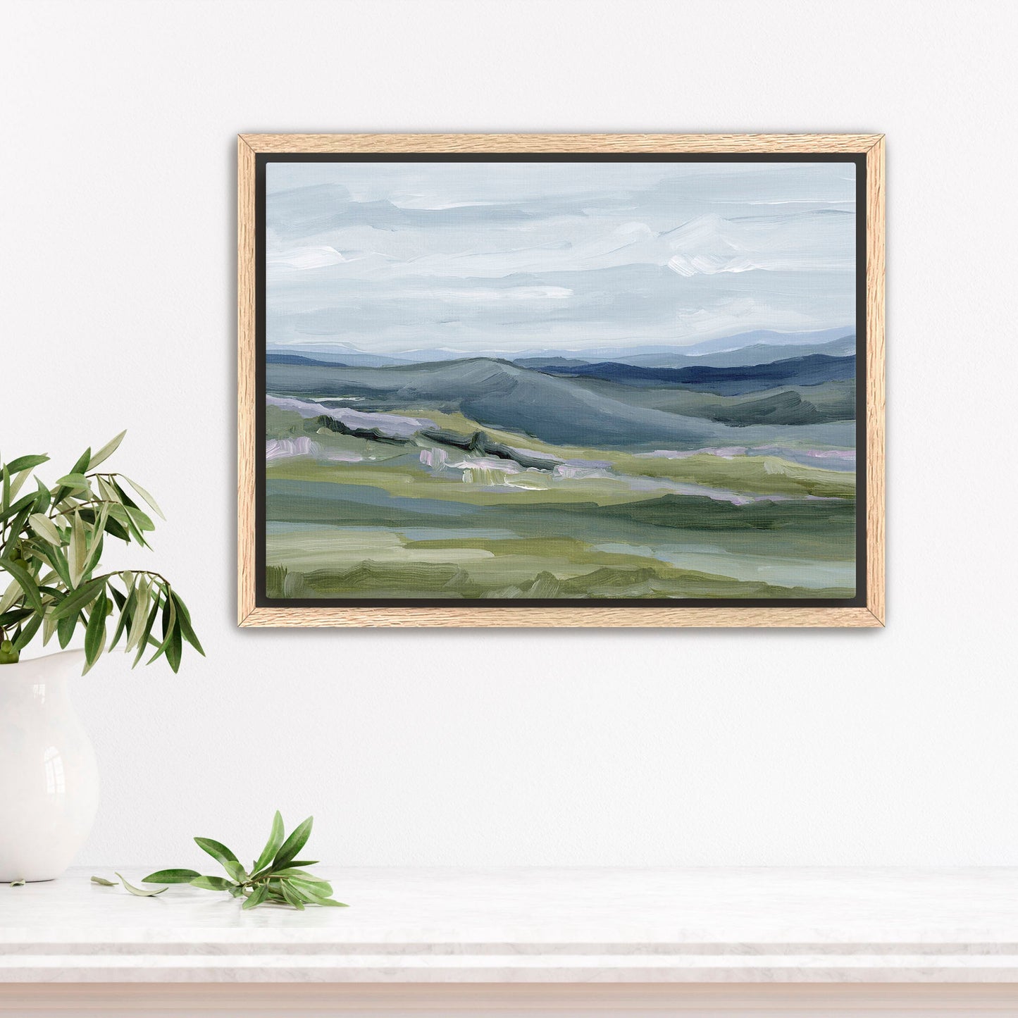 ’Maggie Valley I’ Art Print - Stretched Canvas / 8x10 in / Oak Frame - Great Smoky Mountain Wall - Artwork - blue