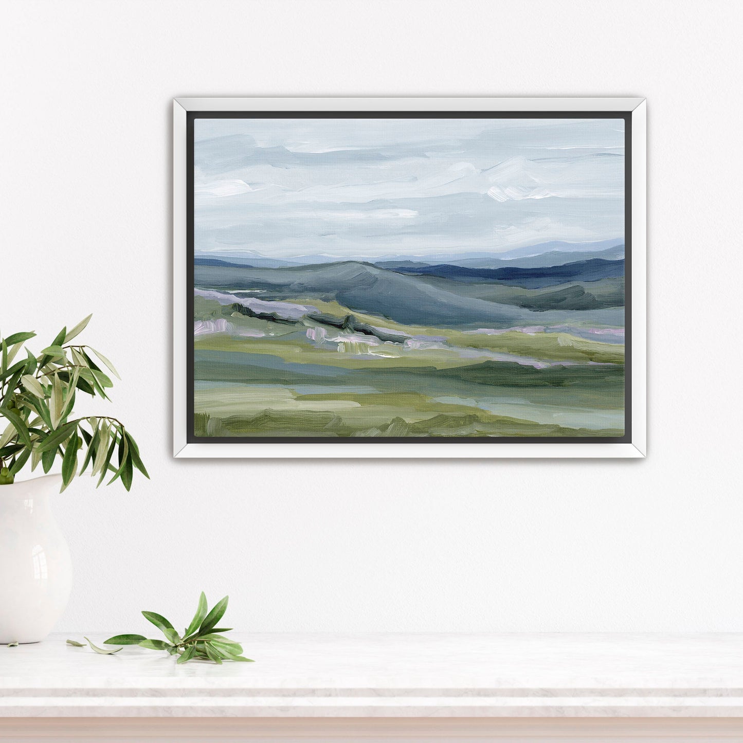 ’Maggie Valley I’ Art Print - Stretched Canvas / 8x10 in / White Frame - Great Smoky Mountain Wall - Artwork - blue