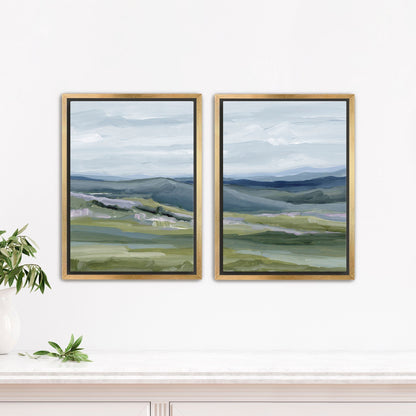 ’Maggie Valley I’ Diptych Art Print || Set of 2 - Stretched Canvas / 8x10 in / Gold Frame - abstract - Appalachian