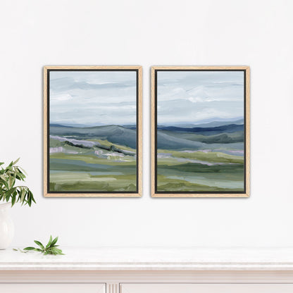 ’Maggie Valley I’ Diptych Art Print || Set of 2 - Stretched Canvas / 8x10 in / Oak Frame - abstract - Appalachian