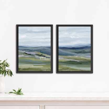’Maggie Valley I’ Diptych Art Print || Set of 2 - Stretched Canvas / 8x10 in / Black Frame - abstract - Appalachian