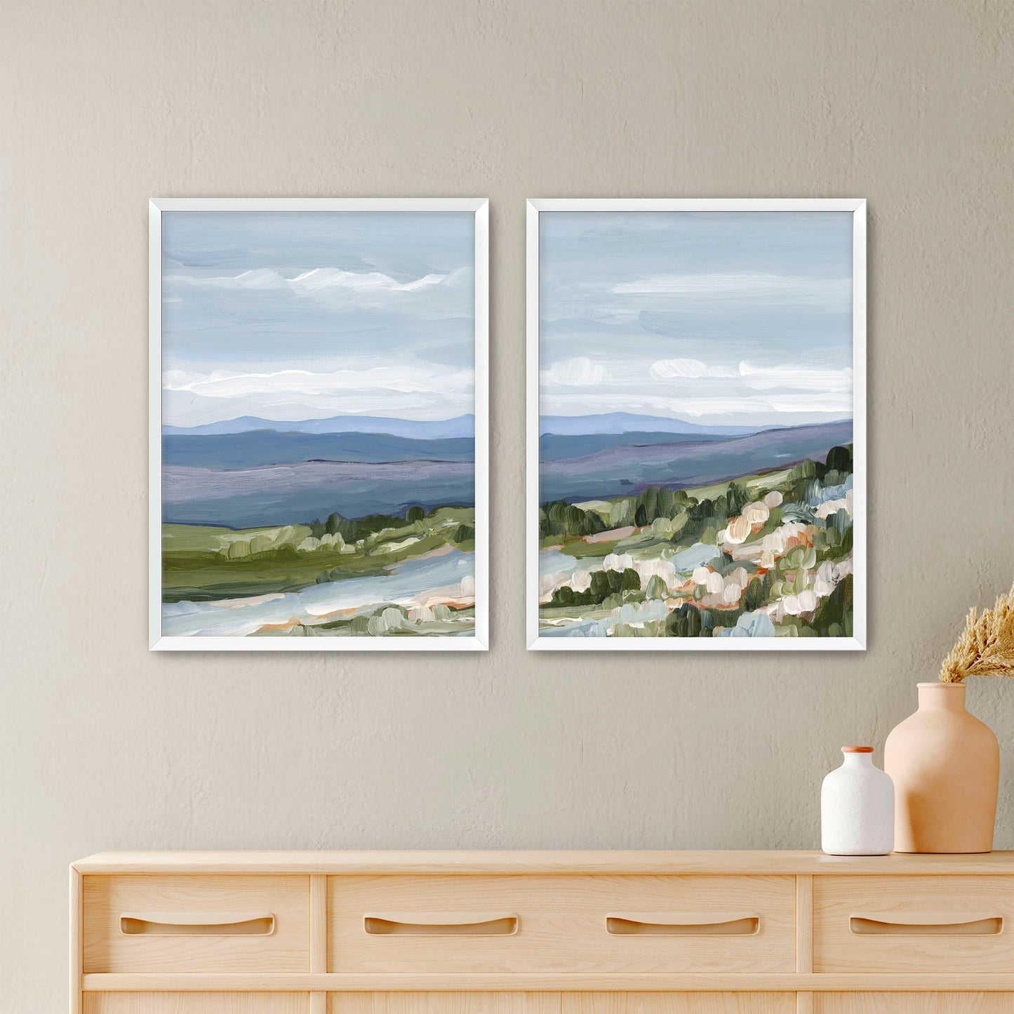 ’Maggie Valley II’ Diptych Art Print || Set of 2 - Paper / 5x7 in / White Frame - abstract - Appalachian