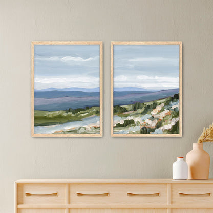 ’Maggie Valley II’ Diptych Art Print || Set of 2 - Paper / 5x7 in / Oak Frame - abstract - Appalachian - appalachian