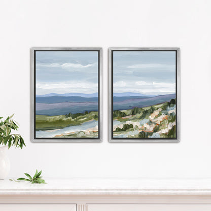 ’Maggie Valley II’ Diptych Art Print || Set of 2 - Stretched Canvas / 8x10 in / Silver Frame - abstract