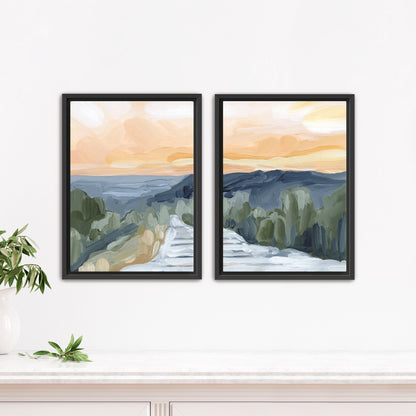 ’Manitou Incline’ Diptych Art Print || Set of 2 - Stretched Canvas / 8x10 in / Black Frame - abstract - Artwork