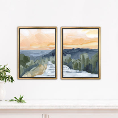 ’Manitou Incline’ Diptych Art Print || Set of 2 - Stretched Canvas / 8x10 in / Gold Frame - abstract - Artwork