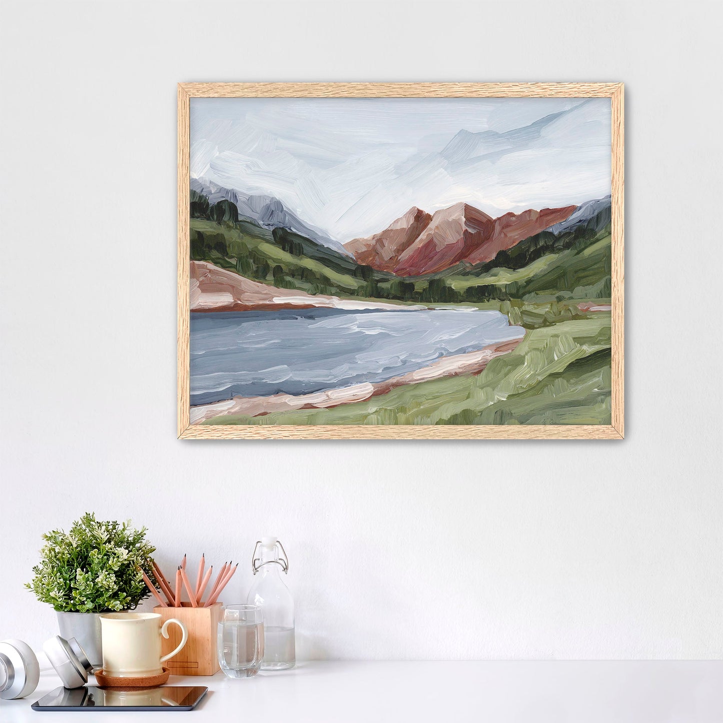 ’Maroon and Blue’ Art Print - Paper / 5x7 in / Oak Frame - Maroon Bells Aspen Wall - Artwork - Colorado - Fourteener