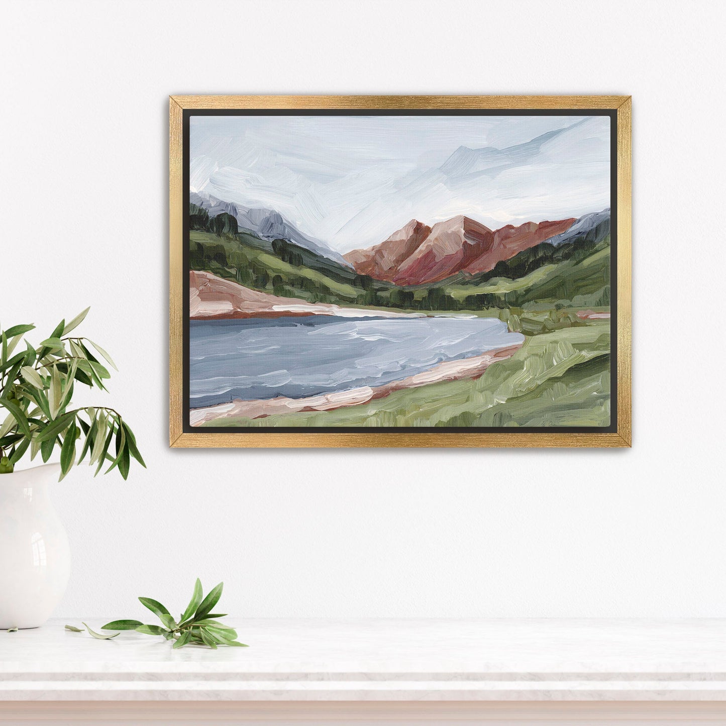 ’Maroon and Blue’ Art Print - Stretched Canvas / 8x10 in / Gold Frame - Maroon Bells Aspen Wall - Artwork