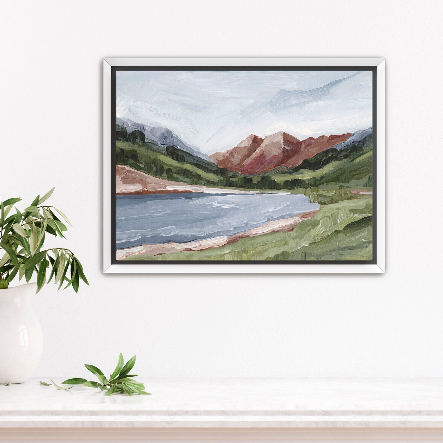 ’Maroon and Blue’ Art Print - Stretched Canvas / 8x10 in / White Frame - Maroon Bells Aspen Wall - Artwork