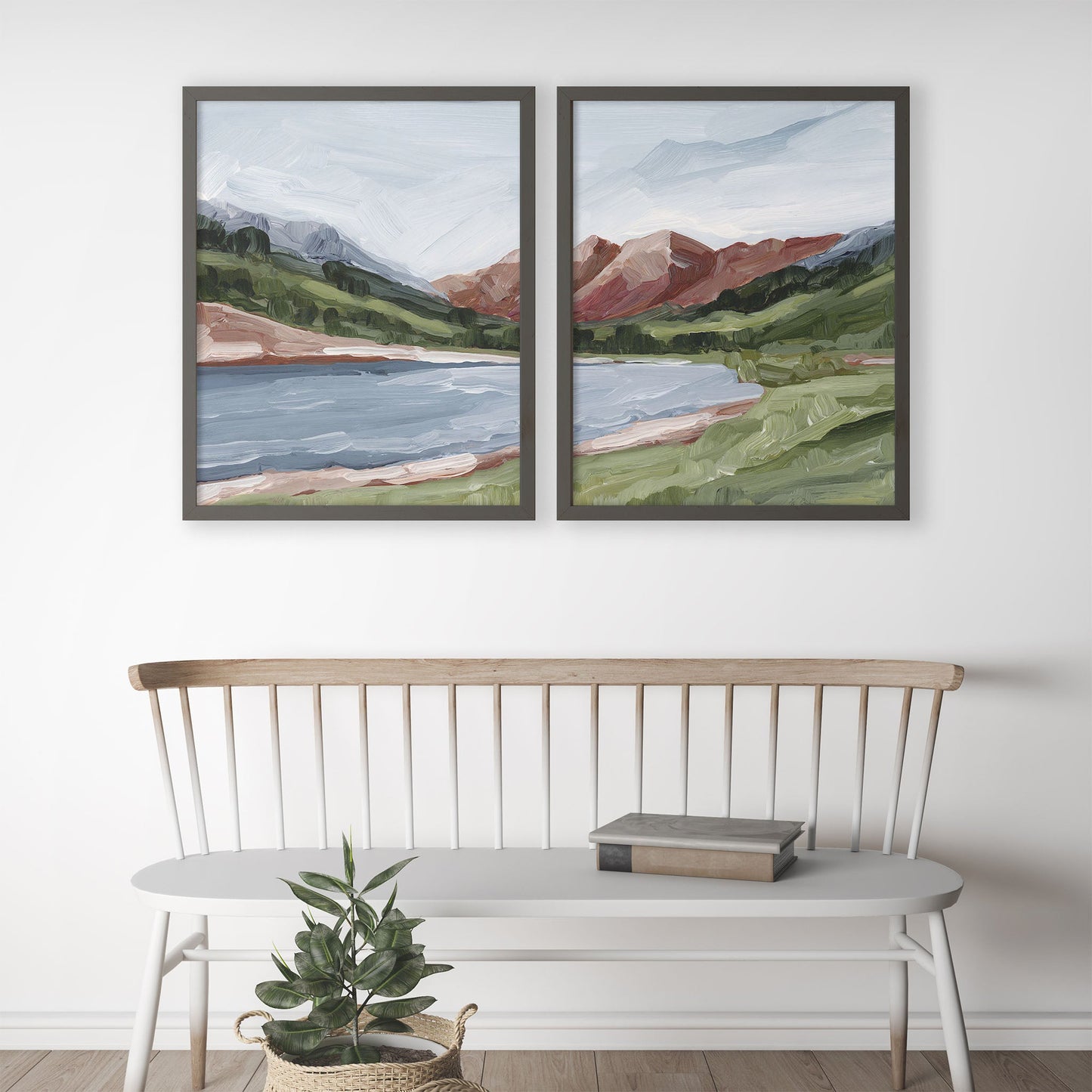 ’Maroon and Blue’ Diptych Art Print || Set of 2 - abstract - Artwork - Aspen - Colorado