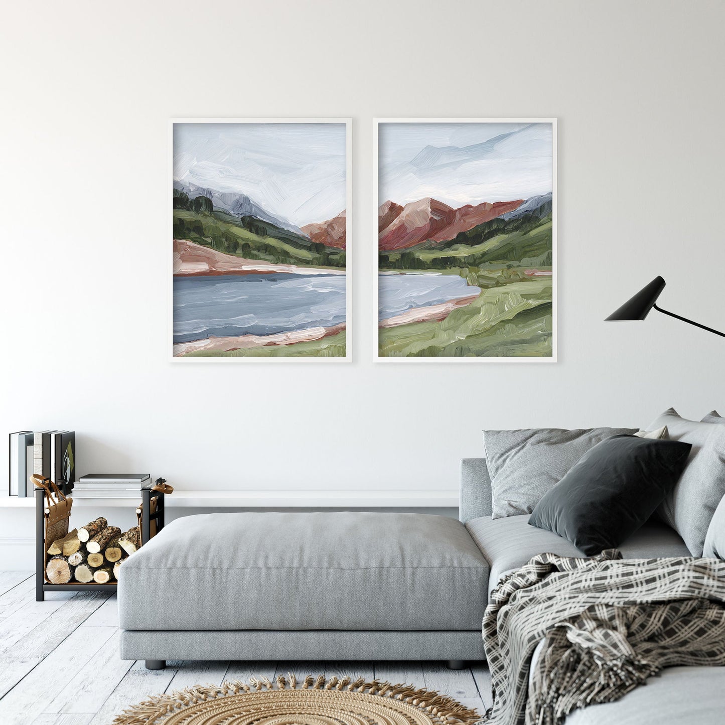 ’Maroon and Blue’ Diptych Art Print || Set of 2 - abstract - Artwork - Aspen - Colorado