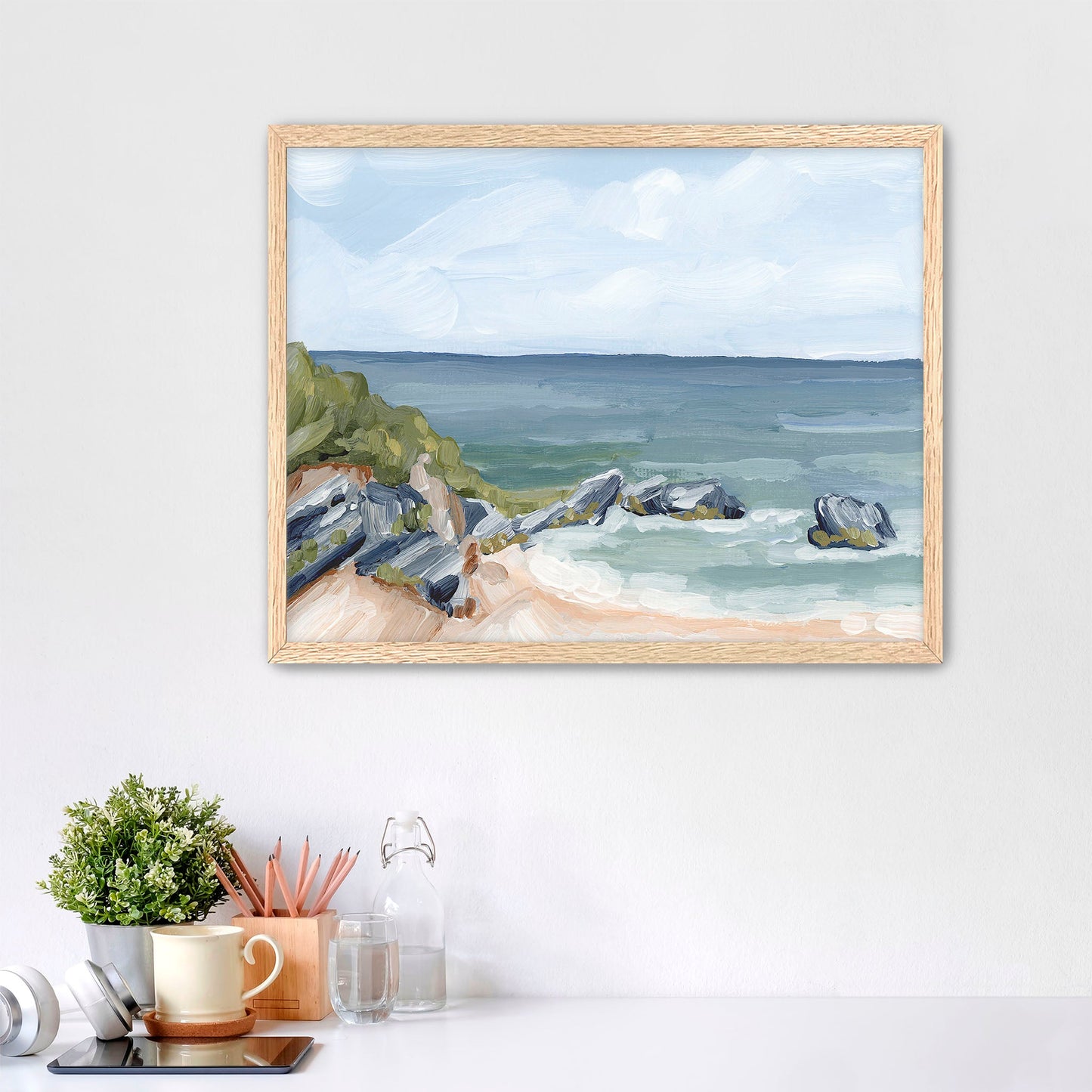 ’Married to the Sea’ Art Print - Paper / 5x7 in / Oak Frame - Bermuda Coastal Beach - Atlantic Ocean - coast