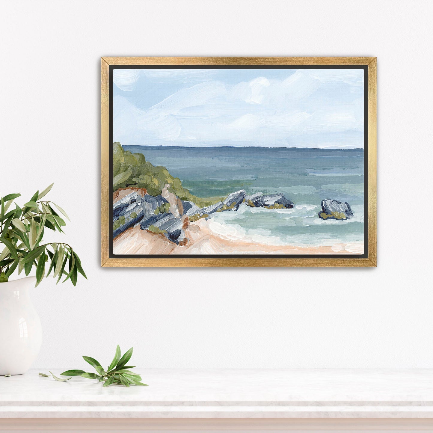 ’Married to the Sea’ Art Print - Stretched Canvas / 8x10 in / Gold Frame - Bermuda Coastal Beach - Atlantic Ocean