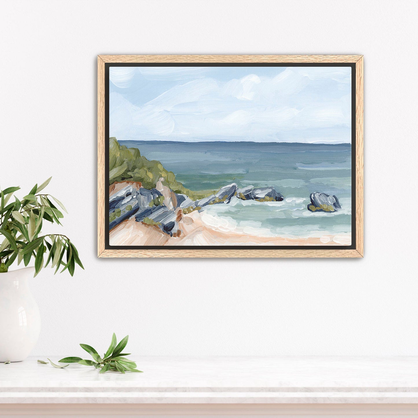 ’Married to the Sea’ Art Print - Stretched Canvas / 8x10 in / Oak Frame - Bermuda Coastal Beach - Atlantic Ocean - coast