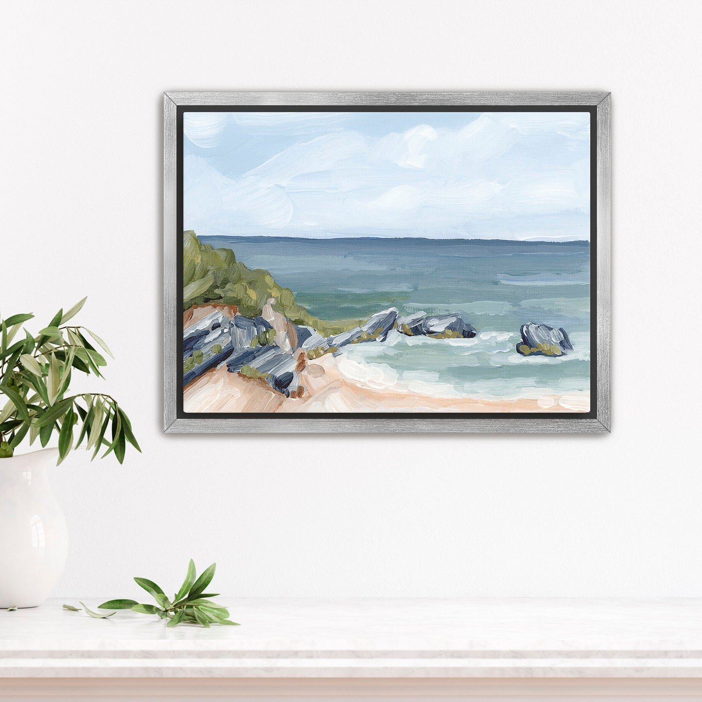 ’Married to the Sea’ Art Print - Stretched Canvas / 8x10 in / Silver Frame - Bermuda Coastal Beach - Atlantic Ocean