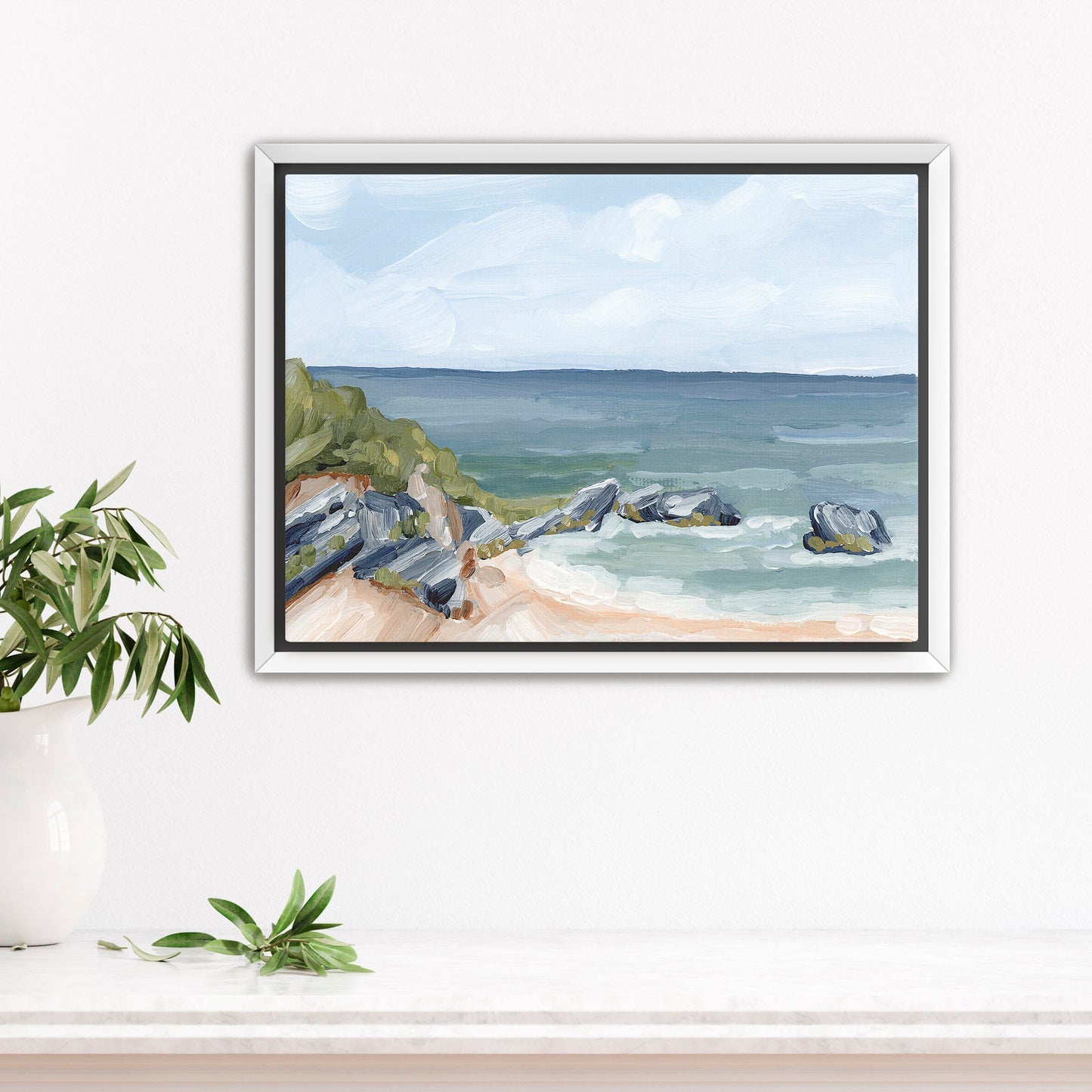 ’Married to the Sea’ Art Print - Stretched Canvas / 8x10 in / White Frame - Bermuda Coastal Beach - Atlantic Ocean