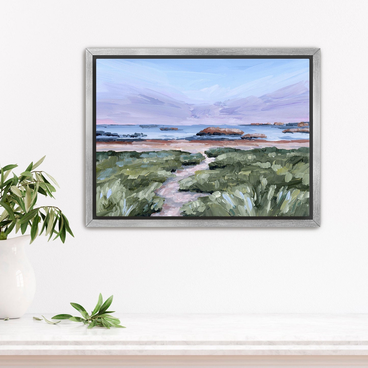 ’Massachusetts Summer’ Art Print - Stretched Canvas / 8x10 in / Silver Frame - New England Landscape Painting