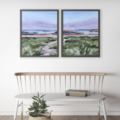 ’Massachusetts Summer’ Diptych Art Print || Set of 2 - abstract - Artwork - Atlantic Ocean - Beach