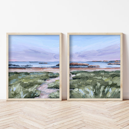 ’Massachusetts Summer’ Diptych Art Print || Set of 2 - abstract - Artwork - Atlantic Ocean - Beach