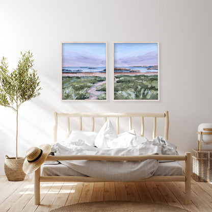 ’Massachusetts Summer’ Diptych Art Print || Set of 2 - abstract - Artwork - Atlantic Ocean - Beach