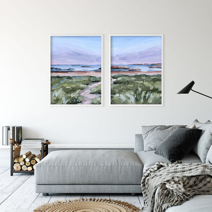 ’Massachusetts Summer’ Diptych Art Print || Set of 2 - abstract - Artwork - Atlantic Ocean - Beach