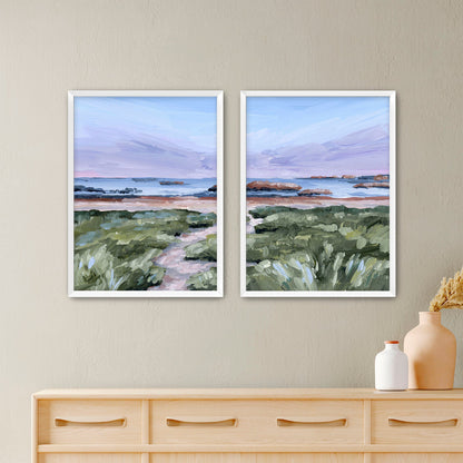 ’Massachusetts Summer’ Diptych Art Print || Set of 2 - Paper / 5x7 in / White Frame - abstract - Artwork - Atlantic