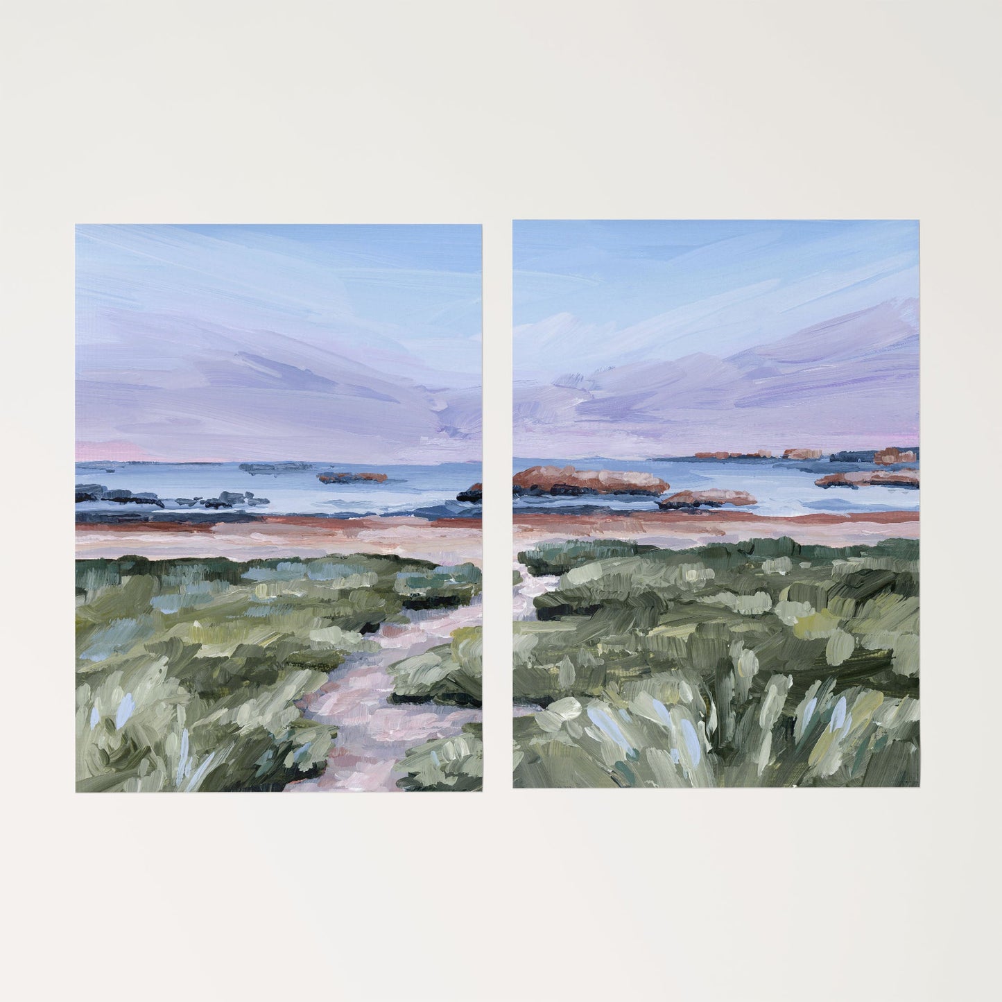 ’Massachusetts Summer’ Diptych Art Print || Set of 2 - Rolled Canvas / 8x10 in / No Frame - abstract - Artwork