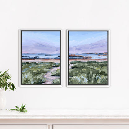 ’Massachusetts Summer’ Diptych Art Print || Set of 2 - Stretched Canvas / 8x10 in / White Frame - abstract