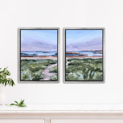 ’Massachusetts Summer’ Diptych Art Print || Set of 2 - Stretched Canvas / 8x10 in / Silver Frame - abstract