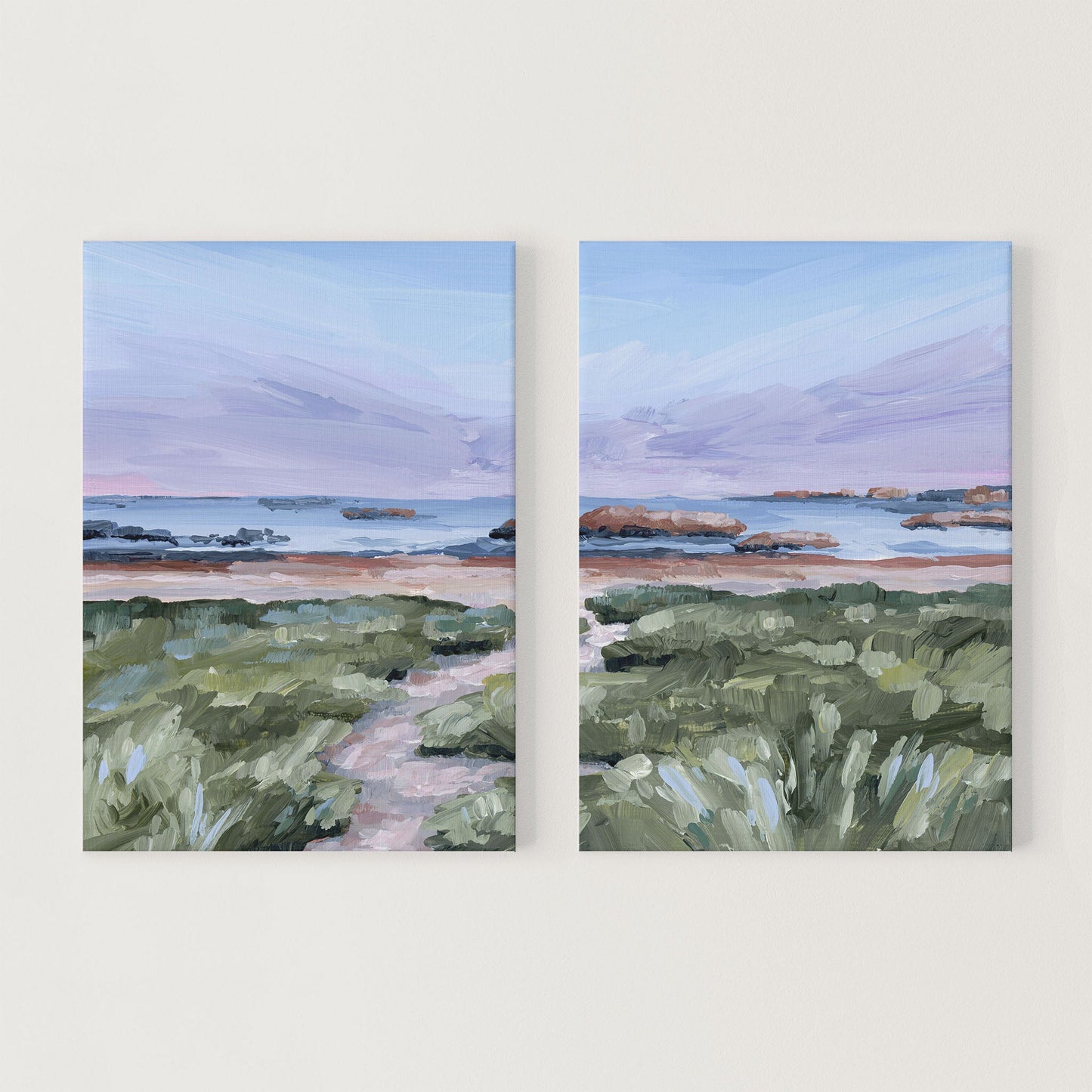 ’Massachusetts Summer’ Diptych Art Print || Set of 2 - Stretched Canvas / 8x10 in / No Frame - abstract - Artwork