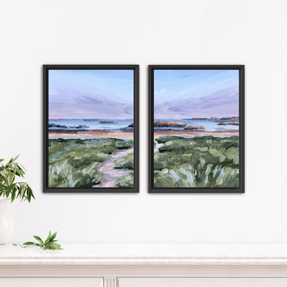 ’Massachusetts Summer’ Diptych Art Print || Set of 2 - Stretched Canvas / 8x10 in / Black Frame - abstract