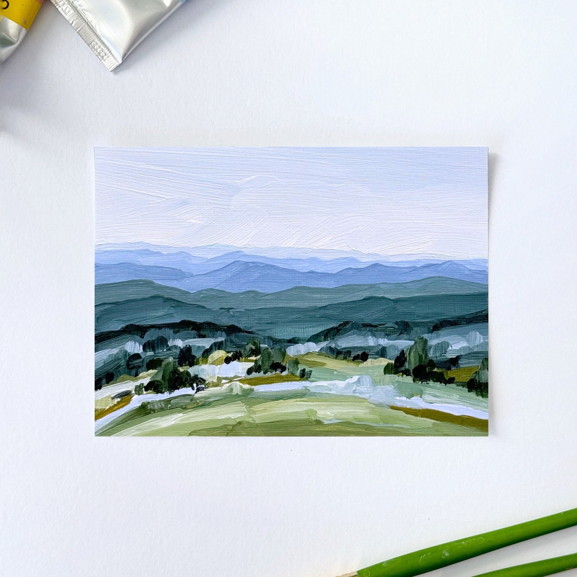 ’Memories’ Original Painting || 5x7 - Great Smoky Mountain - abstract - Acrylic - Artwork - Blue Ridge Mountains