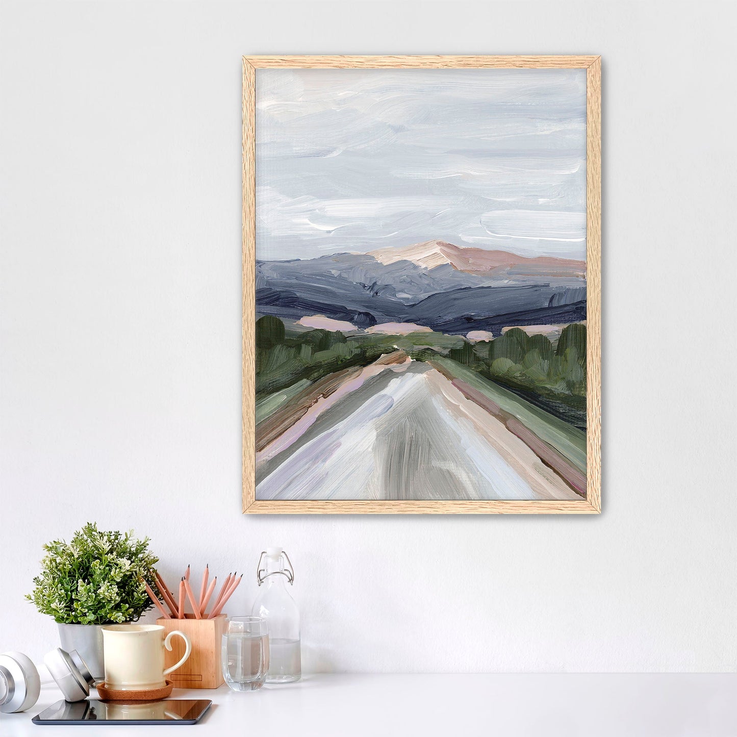 ’Mist on the Mountain’ Art Print - Paper / 5x7 in / Oak Frame - Pikes Peak - Artwork - Colorado - Springs - Landscape