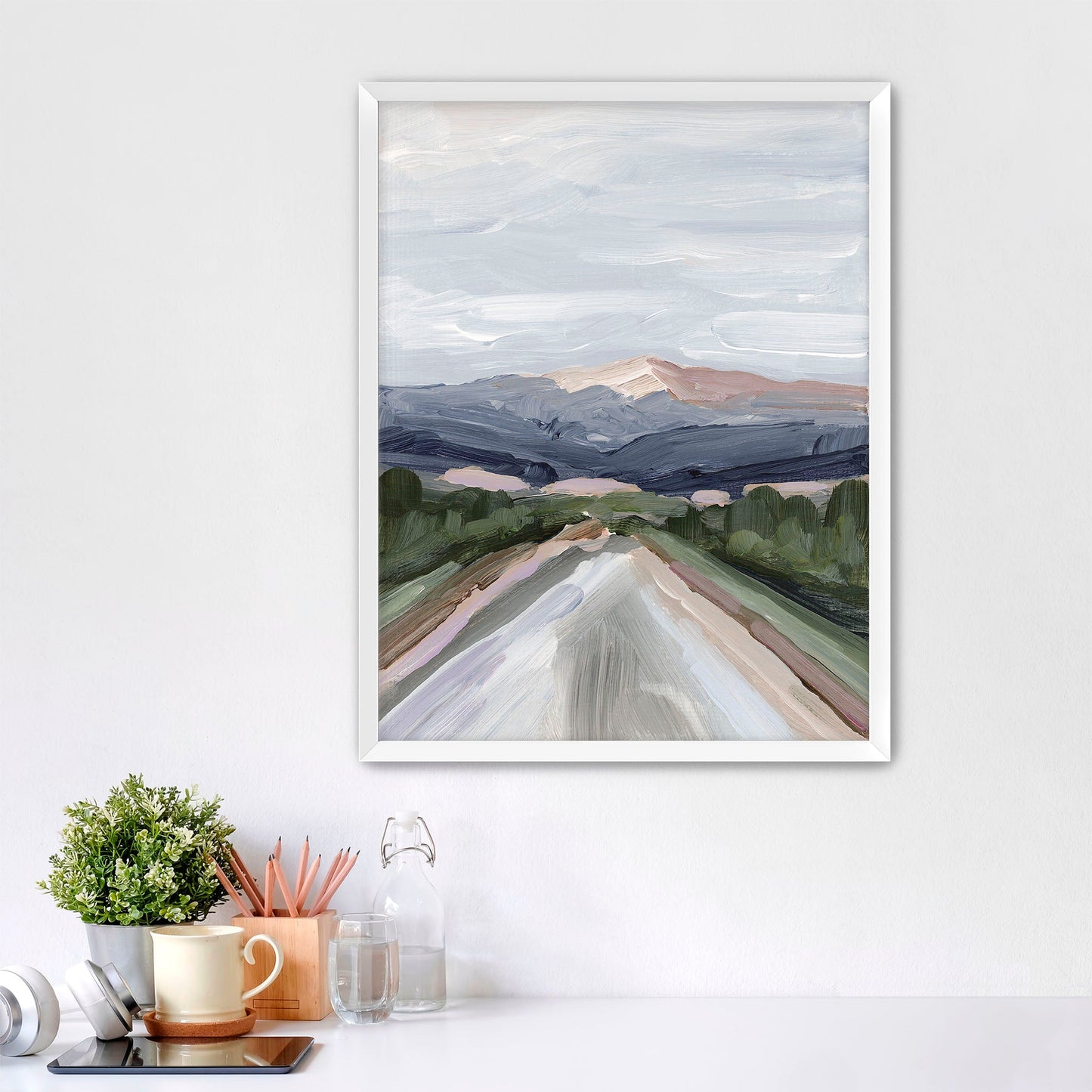 ’Mist on the Mountain’ Art Print - Paper / 5x7 in / White Frame - Pikes Peak - Artwork - Colorado - Springs - Landscape