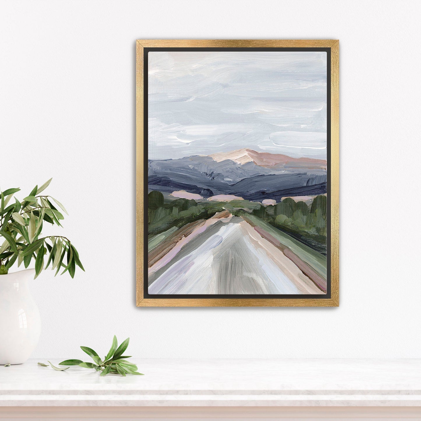 ’Mist on the Mountain’ Art Print - Stretched Canvas / 8x10 in / Gold Frame - Pikes Peak - Artwork - Colorado